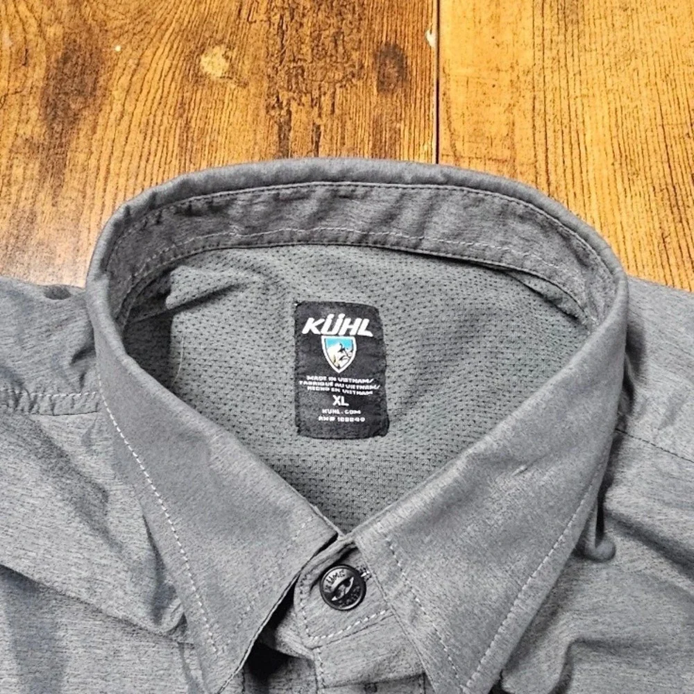 Kuhl Mens XL Charcoal Gray Long Sleeve Button Down Hiking Performance Shirt 4397